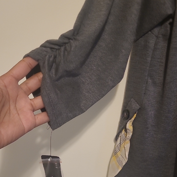 AGB Charcoal Pullover with Plaid Ruffle Hem - Picture 11 of 11